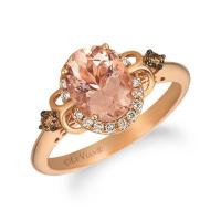 le vian 14k strawberry gold® peach morganite™ 1  1/3 cts. ring with chocolate diamonds® 1/15 cts., nude diamonds™ 1/8 cts.