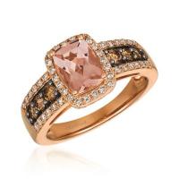 le vian 14k strawberry gold® peach morganite™ 1 cts. ring with chocolate diamonds® 1/3 cts., nude diamonds™ 1/3 cts.