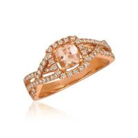 le vian 14k strawberry gold® peach morganite™ 3/8 cts. ring with nude diamonds™ 3/8 cts.