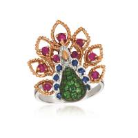 le vian 14k strawberry goldÂ® bubble gum pink sapphireâ„¢ 1/2 cts., blueberry sapphireâ„¢ 1/3 cts., green garnet 1/2 cts., passion rubyâ„¢  cts. ring with vanilla diamondsÂ® 1/6 cts.