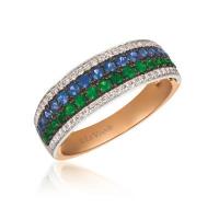 le vian 18k two tone gold green garnet 3/8 cts., blueberry sapphire™ 3/8 cts. ring with vanilla diamonds® 1/5 cts.