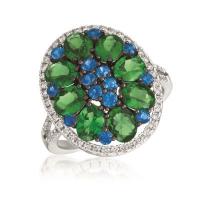 le vian 18k vanilla goldÂ® green garnet 2  5/8 cts., blueberry sapphireâ„¢ 1/2 cts. ring with vanilla diamondsÂ® 1/3 cts.