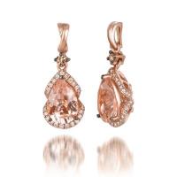 le vian 14k strawberry gold® peach morganite™ 2  3/8 cts. earrings with chocolate diamonds® 1/10 cts., vanilla diamonds® 1/4 cts.