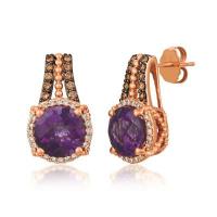 le vian 14k strawberry goldÂ® grape amethystâ„¢ 3 cts. earrings with chocolate diamondsÂ® 1/5 cts., vanilla diamondsÂ® 1/5 cts.