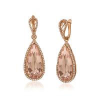 le vian 18k strawberry gold® peach morganite™ 29.080 cts. earrings with vanilla diamonds® 7/8 cts.