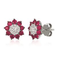 le vian 14k vanilla gold® passion ruby™ 1 cts. earrings with vanilla diamonds® 1/5 cts.