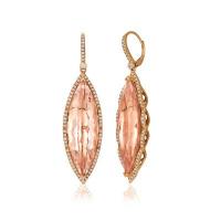 le vian 18k strawberry gold® peach morganite™ 39.570 cts. earrings with vanilla diamonds® 1 cts.