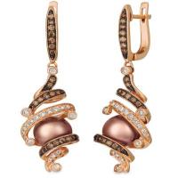 le vian 14k strawberry gold® chocolate pearls®  cts. earrings with chocolate diamonds® 1/2 cts., vanilla diamonds® 1/4 cts.