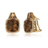 le vian 14k honey gold™ caramel quartz™ 15.000 cts. earrings with chocolate diamonds® 1/3 cts., vanilla diamonds® 1/3 cts.