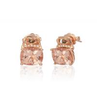 le vian 14k strawberry gold® peach morganite™ 4  1/5 cts. earrings with chocolate diamonds®  cts., vanilla diamonds® 1/20 cts.