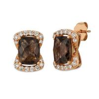 le vian 14k strawberry gold® chocolate quartz® 3  5/8 cts. earrings with nude diamonds™ 1/2 cts.