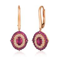 le vian 14k strawberry gold® passion ruby™ 1  5/8 cts. earrings with nude diamonds™ 1/3 cts.