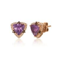 le vian 14k strawberry gold® grape amethyst™ 2  1/3 cts. earrings with chocolate diamonds® 1/10 cts., vanilla diamonds® 1/5 cts.