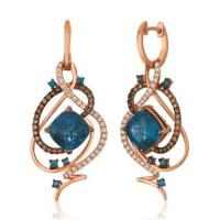 le vian 14k strawberry goldÂ® deep sea blue topazâ„¢ 7  1/2 cts. earrings with blue diamonds 1/5 cts., vanilla diamondsÂ® 3/8 cts., chocolate diamondsÂ® 3/8 cts.