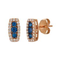 le vian 14k strawberry gold® blueberry sapphire™ 1/4 cts. earrings with vanilla diamonds® 1/6 cts.