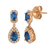 le vian 14k strawberry gold® blueberry sapphire™ 3/4 cts. earrings with vanilla diamonds® 1/5 cts.