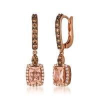 le vian 14k strawberry gold® peach morganite™ 1  1/3 cts. earrings with chocolate diamonds® 1/2 cts., vanilla diamonds® 1/4 cts.