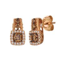 le vian 14k strawberry gold® earrings with chocolate diamonds® 1/2 cts., vanilla diamonds® 1/6 cts.