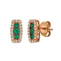 le vian 14k strawberry gold® costa smeralda emeralds™ 1/8 cts. earrings with vanilla diamonds® 1/6 cts.