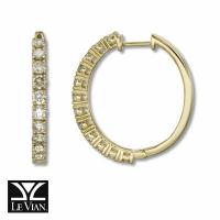 le vian 14k honey gold™ earrings with nude diamonds™ 1  1/2 cts., chocolate diamonds® 1/2 cts.