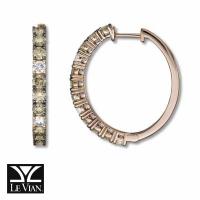 le vian 14k strawberry gold® earrings with chocolate diamonds® 1  1/2 cts., vanilla diamonds® 1/2 cts.