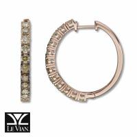 le vian 14k strawberry gold® earrings with nude diamonds™ 1 cts., chocolate diamonds® 1 cts.