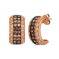 le vian 14k strawberry goldÂ® earrings with chocolate diamondsÂ® 1  1/4 cts., vanilla diamondsÂ® 1/4 cts.