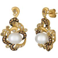 le vian 14k honey gold™ vanilla pearls™  cts. earrings with chocolate diamonds® 3/8 cts., vanilla diamonds® 1/4 cts.