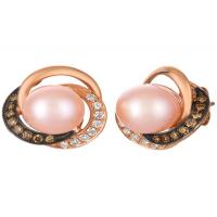 le vian 14k strawberry goldÂ® strawberry pearlsÂ®  cts. earrings with chocolate diamondsÂ® 1/8 cts., vanilla diamondsÂ® 1/8 cts.