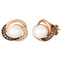 le vian 14k strawberry gold® vanilla pearls™  cts. earrings with chocolate diamonds® 1/8 cts., vanilla diamonds® 1/8 cts.
