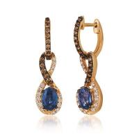 le vian 14k strawberry gold® blueberry sapphire™ 1 cts. earrings with chocolate diamonds® 1/4 cts., vanilla diamonds® 1/5 cts.