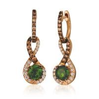 le vian 14k strawberry gold® pistachio diospide® 3/4 cts. earrings with chocolate diamonds® 1/4 cts., vanilla diamonds® 1/5 cts.