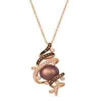 le vian 14k strawberry gold® chocolate pearls®  cts. pendant with chocolate diamonds® 1/5 cts., vanilla diamonds® 1/5 cts.