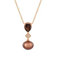 le vian 14k strawberry goldÂ® chocolate quartzÂ® 1  1/4 cts., chocolate pearlsÂ®  cts. pendant with vanilla diamondsÂ® 1/20 cts.
