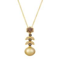 le vian 14k honey gold™ golden south sea pearl  cts. pendant with chocolate diamonds® 1/3 cts., vanilla diamonds® 1/20 cts.