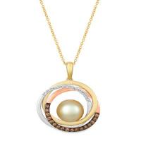 le vian 14k tri color gold strawberry pearls®  cts. pendant with chocolate diamonds® 1/4 cts., vanilla diamonds® 1/10 cts.