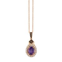 le vian 14k strawberry gold® grape amethyst™ 1  1/8 cts. pendant with chocolate diamonds® 1/20 cts., nude diamonds™ 1/3 cts.