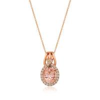 le vian 14k strawberry gold® peach morganite™ 1  3/4 cts. pendant with chocolate diamonds®  cts., nude diamonds™ 3/8 cts.