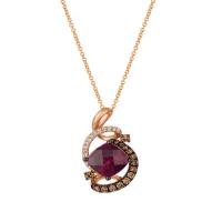 le vian 14k strawberry gold® raspberry rhodolite® 1  3/4 cts. pendant with chocolate diamonds® 1/4 cts., nude diamonds™ 1/8 cts.