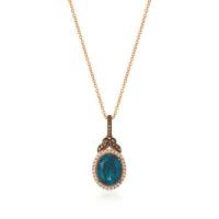 le vian 14k strawberry gold® deep sea blue topaz™ 3 cts. pendant with chocolate diamonds® 1/15 cts., vanilla diamonds® 1/8 cts.