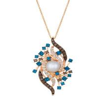 le vian 14k strawberry goldÂ® deep sea blue topazâ„¢ 1  3/8 cts., vanilla topazâ„¢ 5/8 cts., chocolate quartzÂ® 5/8 cts., vanilla pearlsâ„¢  cts. pendant