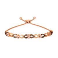 le vian 14k strawberry gold® peach morganite™ 1  3/4 cts. bolo bracelet with chocolate diamonds® 3/4 cts.