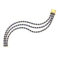 le vian 14k honey gold™ blueberry sapphire™ 15.000 cts. bracelet with vanilla diamonds® 1  1/3 cts.