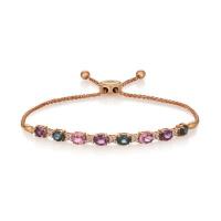 le vian 14k strawberry gold® multi-color spinel 3 cts. bolo bracelet with vanilla diamonds® 1/4 cts.