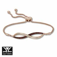 le vian 14k strawberry gold® passion ruby™ 3/8 cts. bolo bracelet with vanilla diamonds® 1/6 cts.