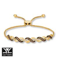 le vian 14k honey gold™ bolo bracelet with chocolate diamonds® 1/3 cts., vanilla diamonds® 1/10 cts.