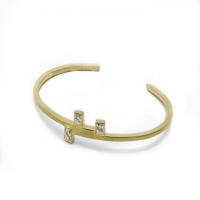 linear one step cuff in gold with diamonds