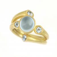 star cluster ring version 3 in gold with aquamarines