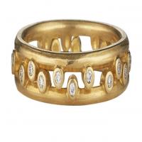 double pebble ring in gold with diamonds