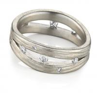 double wave band in white gold with diamonds